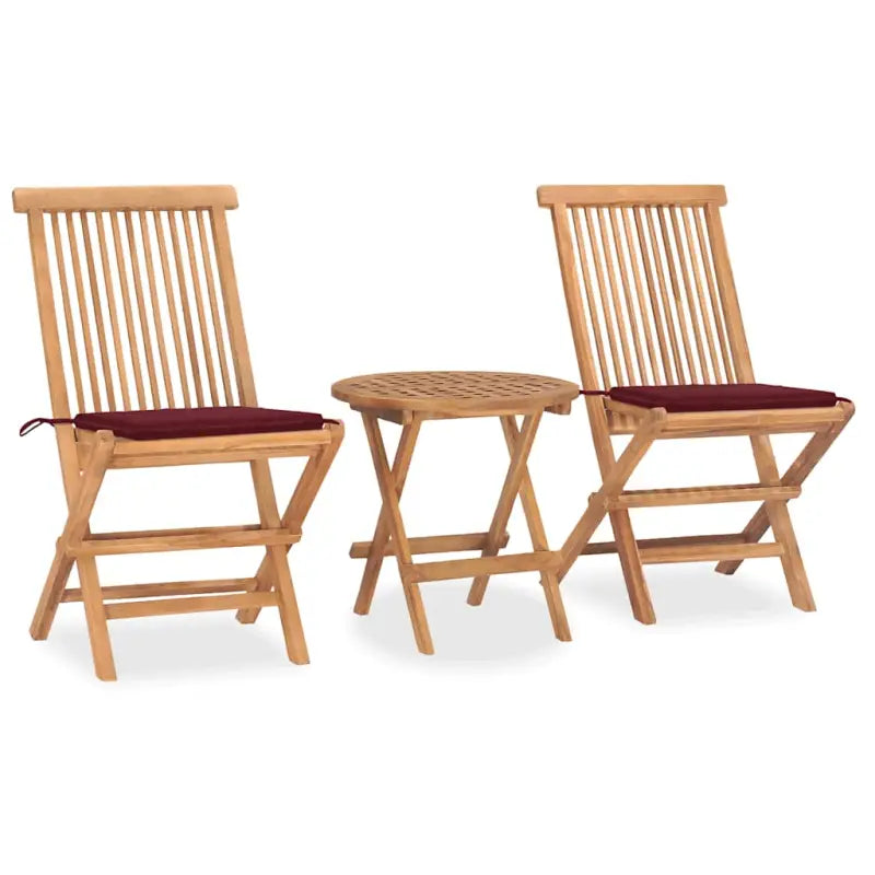 Houten tuinset met fijn geschuurd teakhout en afmetingen voor tafel en stoel - Wijnrood - Tuinsets