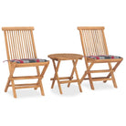 Houten tuinset met fijn geschuurd teakhout en afmetingen voor tafel en stoel - Rood ruitpatroon - Tuinsets