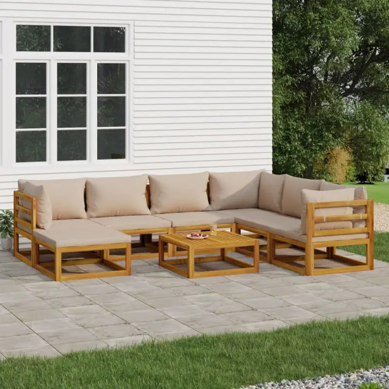 8-Delige Loungeset Met Kussens Massief Hout