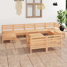 Houten tuinset met massief grenenhout en tafel voetenbank voor ontspanning - Naturel - Tuinsets