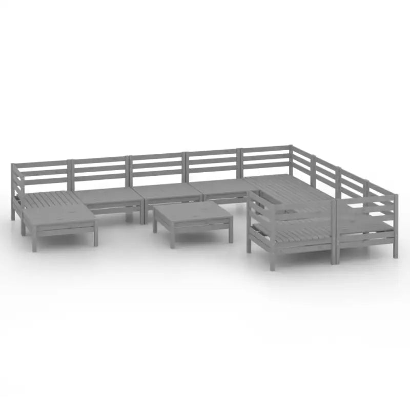 Houten tuinset met massief grenenhout en tafel voetenbank - Grijs - Tuinsets