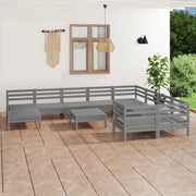 Houten tuinset met massief grenenhout en tafel voetenbank - Grijs - Tuinsets