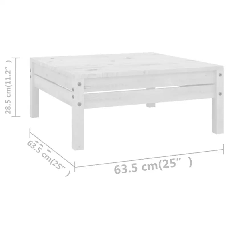 Houten tuinset met massief grenenhout en tafel voetenbank - Wit - Tuinsets