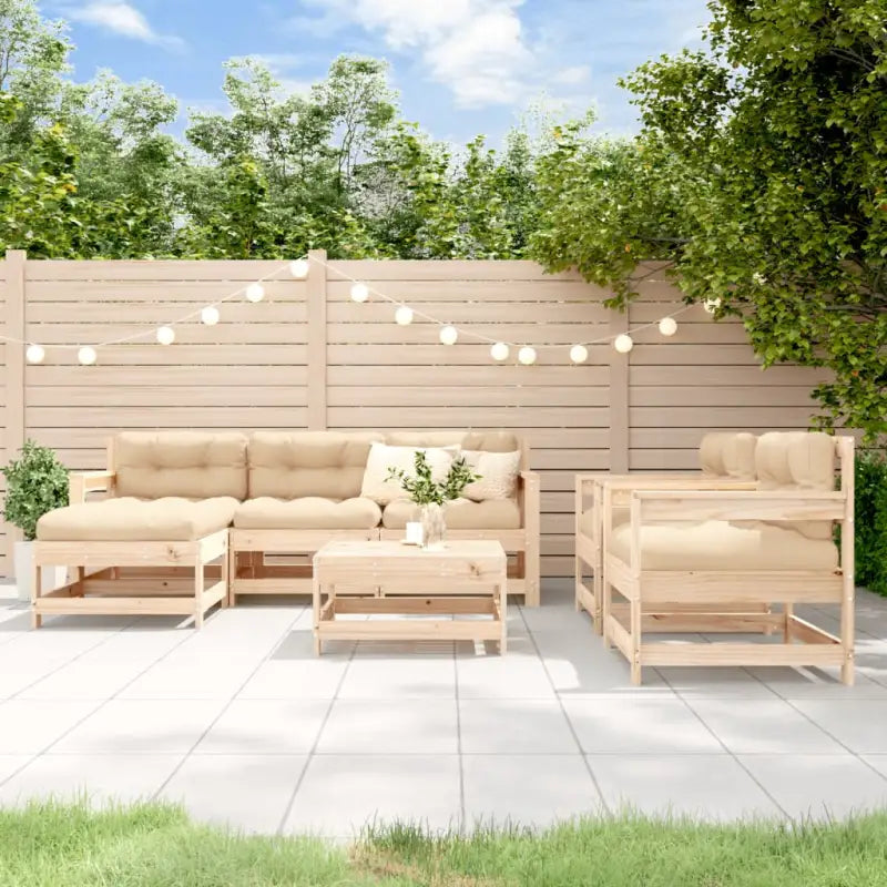 Houten tuinset met massief grenenhout en voetenbank salontafel - Natuurlijk grenenhout - Tuinsets