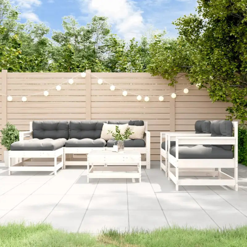 Houten tuinset met massief grenenhout en voetenbank salontafel - Wit grenenhout - Tuinsets
