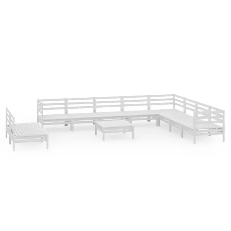 Houten tuinset met massief grenenhout en voetenbank tafel voor ontspanning - Wit - Tuinsets