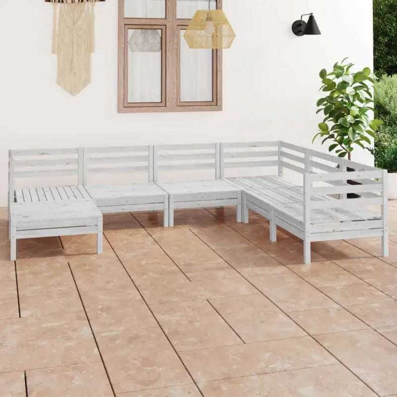Houten tuinset met massief grenenhout en voetenbank tafel voor ontspanning - Tuinsets