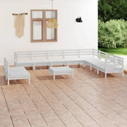 Houten tuinset met massief grenenhout en voetenbank tafel voor ontspanning - Wit - Tuinsets
