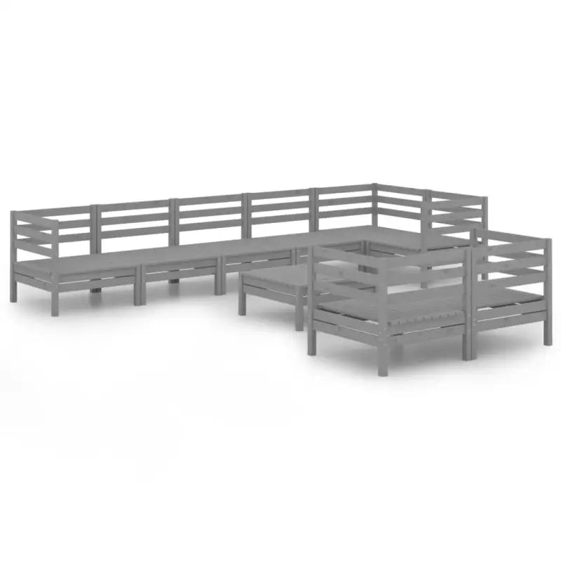Houten tuinset met massief grenenhout en voetenbank tafel - Grijs - Tuinsets