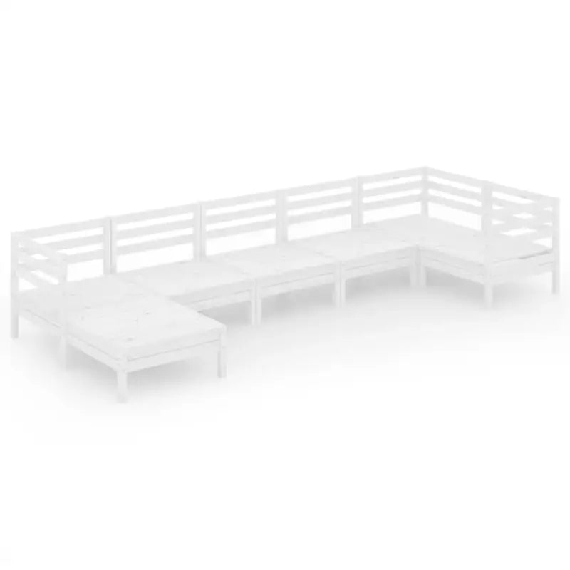 Houten tuinset met massief Grenenhout en voetenbank tafel - Wit - Tuinsets