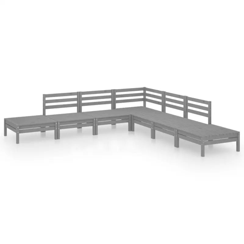Houten tuinset met voetenbank tafel in massief grenenhout - Grijs - Tuinsets