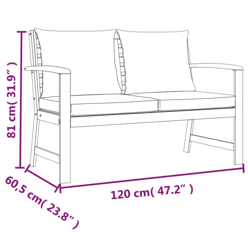 Houten tuinset van massief acaciahout met olieafwerking en comfortabele kussens - Tuinsets