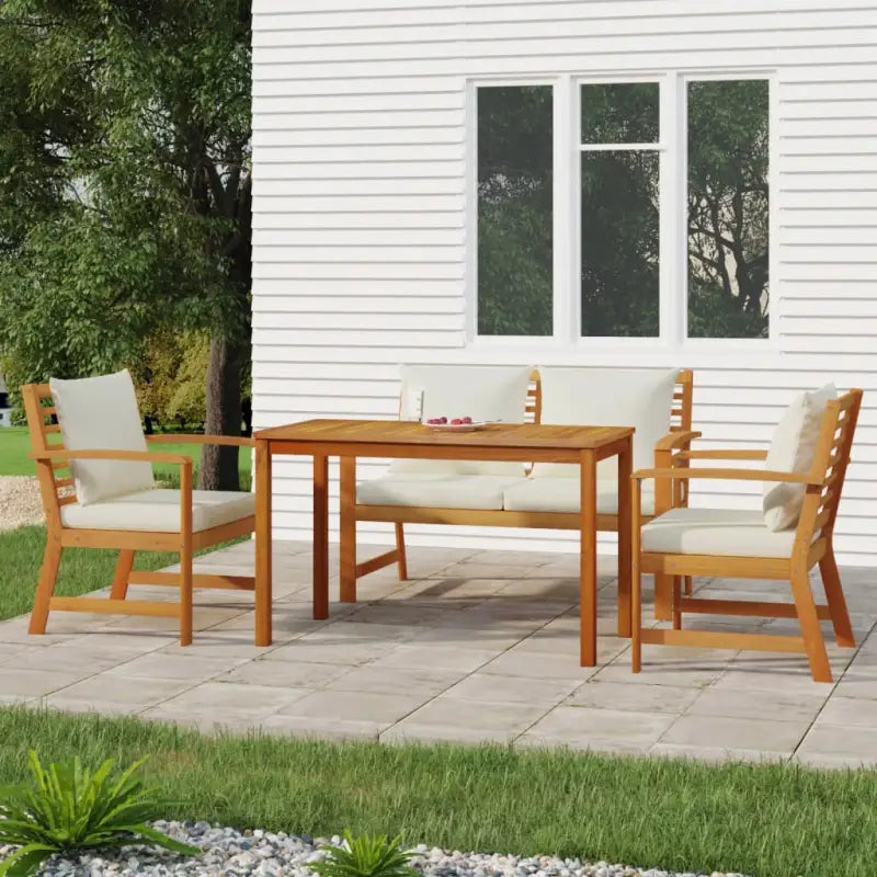 Houten tuinset van massief acaciahout met olieafwerking en comfortabele kussens - Tuinsets