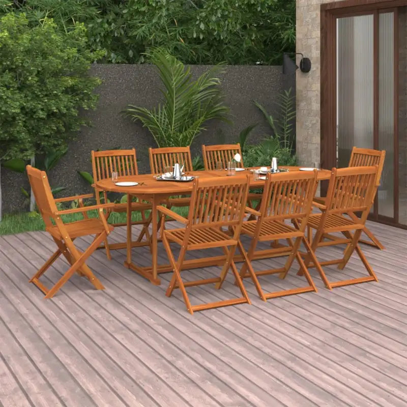 Houten tuinset van massief acaciahout met olieafwerking en afmetingen - Met armleuning / ovaal - Tuinsets