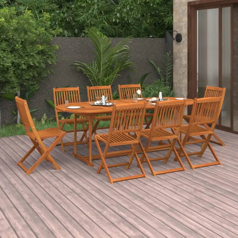 Houten tuinset van massief acaciahout met olieafwerking en afmetingen - Zonder armleuning / ovaal - Tuinsets