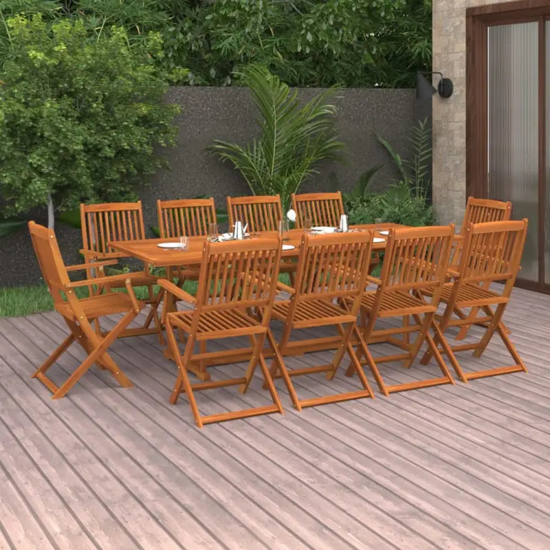 Houten tuinset van massief acaciahout met olieafwerking en afmetingen - Met armleuning / Rechthoekig - Tuinsets