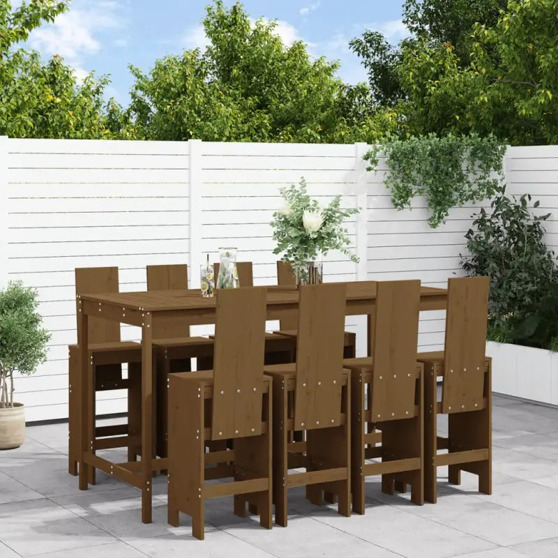 Houten tuinset van massief douglashout voor ontspanning in de tuin - Honingbruin grenenhout - Tuinsets