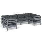 Houten tuinset van massief grenenhout met comfortabele rug en zijkussen - Grijs - Tuinsets