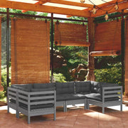 Houten tuinset van massief grenenhout met comfortabele rug en zijkussen - Grijs - Tuinsets
