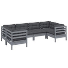Houten tuinset van massief grenenhout met comfortabele rug en zijkussen - Grijs - Tuinsets