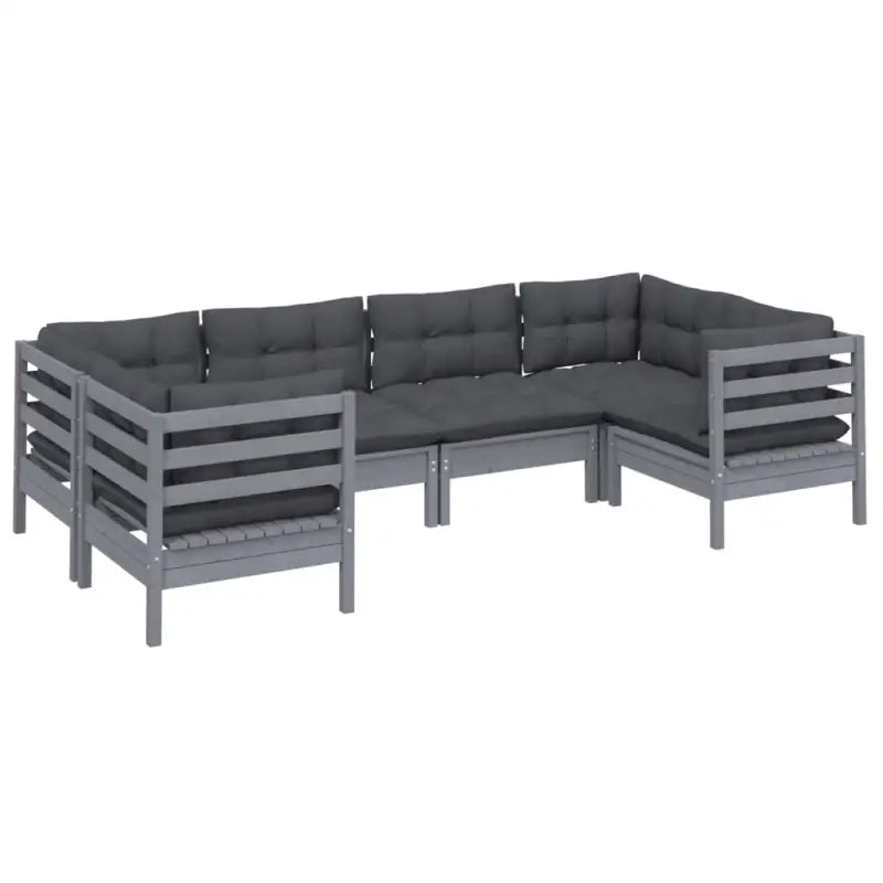 Houten tuinset van massief grenenhout met comfortabele rug en zijkussen - Grijs - Tuinsets