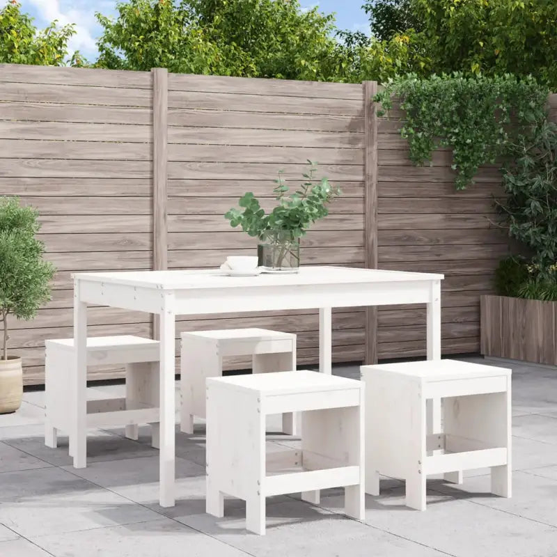 Houten tuinset van massief grenenhout met stevig blad voor tuin en terras - Wit grenenhout - Tuinsets