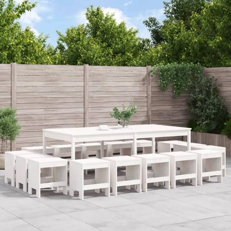 Houten tuinset van massief grenenhout met stevig blad voor tuin of terras - Wit grenenhout - Tuinsets