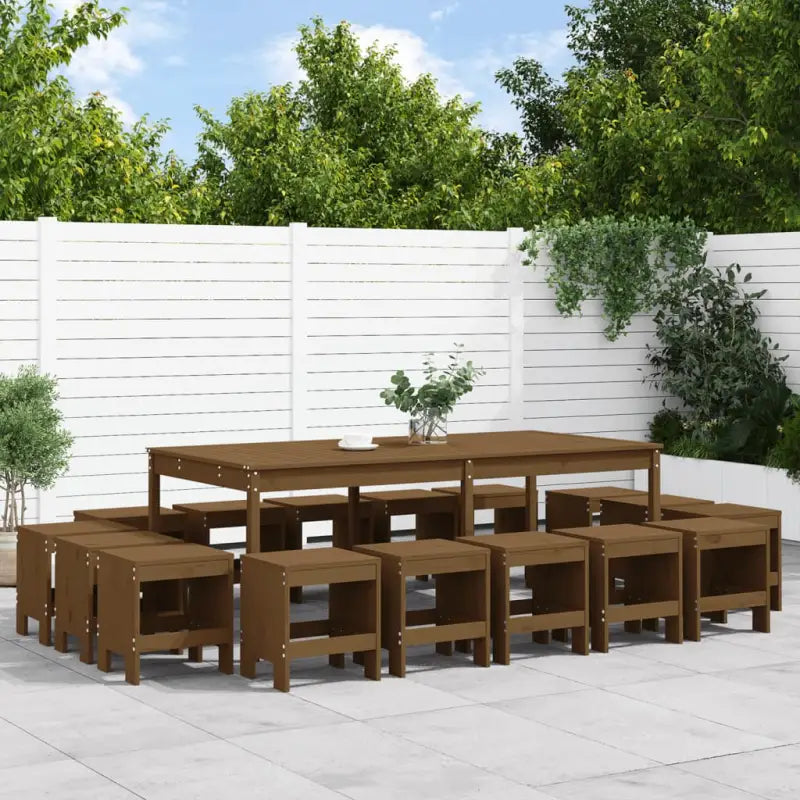 Houten tuinset van massief grenenhout met stevig blad voor tuin of terras - Honingbruin grenenhout - Tuinsets