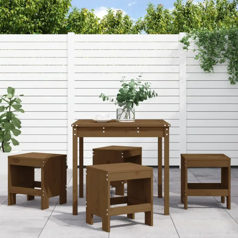 Houten tuinset van massief grenenhout met stevig blad voor tuin en terras - Honingbruin grenenhout - Tuinsets