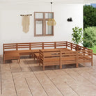 Houten tuinset van massief grenenhout met tafel en voetenbank - Honingbruin - Tuinsets