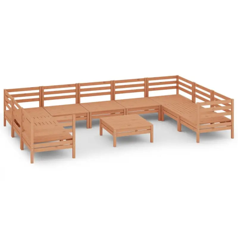 Houten tuinset van massief grenenhout met tafel en voetenbank - Honingbruin - Tuinsets