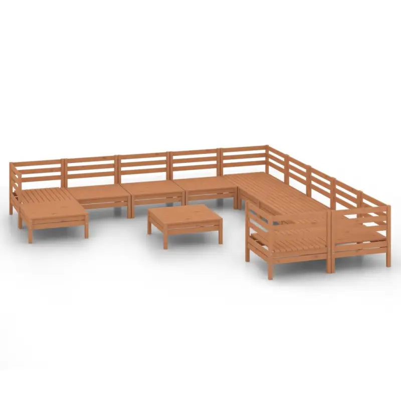 Houten tuinset van massief grenenhout met tafel en voetenbank - Honingbruin - Tuinsets