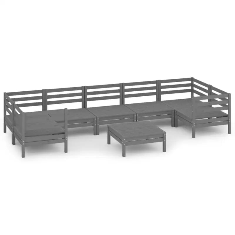 Houten tuinset van massief grenenhout met tafel en voetenbank - Grijs - Tuinsets