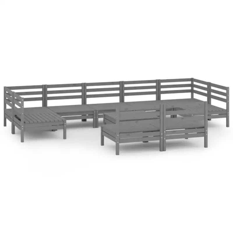 Houten tuinset van massief grenenhout met tafel en voetenbank - Grijs - Tuinsets
