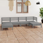 Houten tuinset van massief grenenhout met tafel en voetenbank - Grijs - Tuinsets