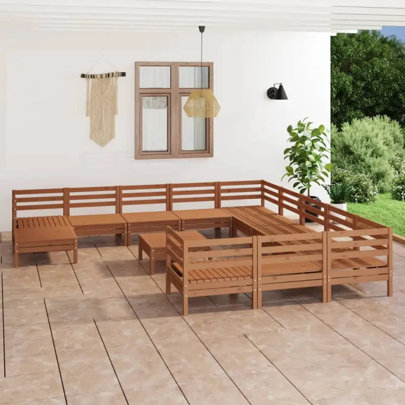 Houten Tuinset van Massief Grenenhout met Tafel en Voetenbank - Tuinsets