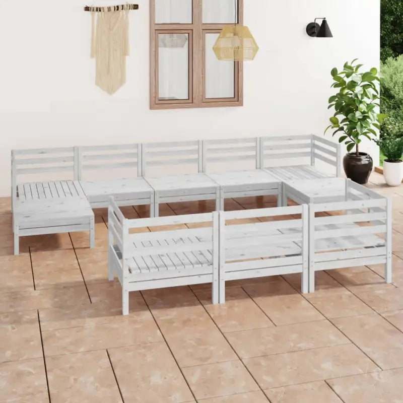 Houten tuinset van massief grenenhout met tafel en voetenbank - Tuinsets
