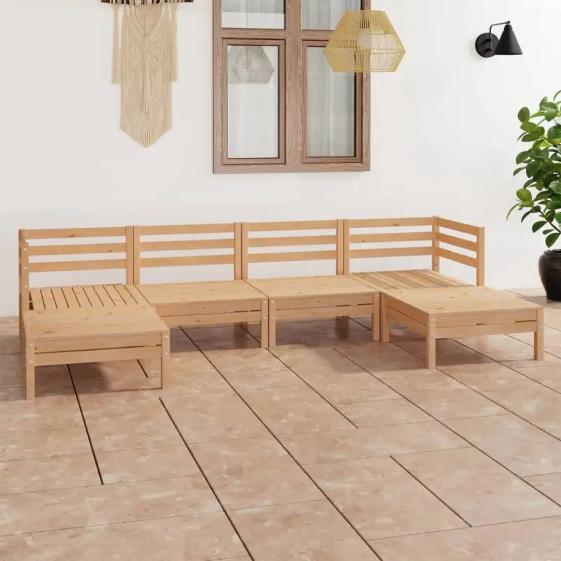 Houten tuinset van massief grenenhout met tafel en voetenbank - Tuinsets