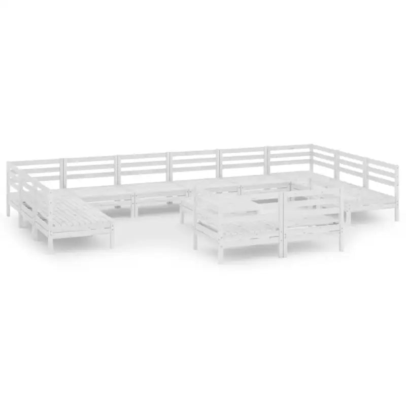 Houten tuinset van massief grenenhout met tafel en voetenbank - Wit - Tuinsets