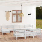 Houten tuinset van massief grenenhout met tafel en voetenbank - Wit - Tuinsets