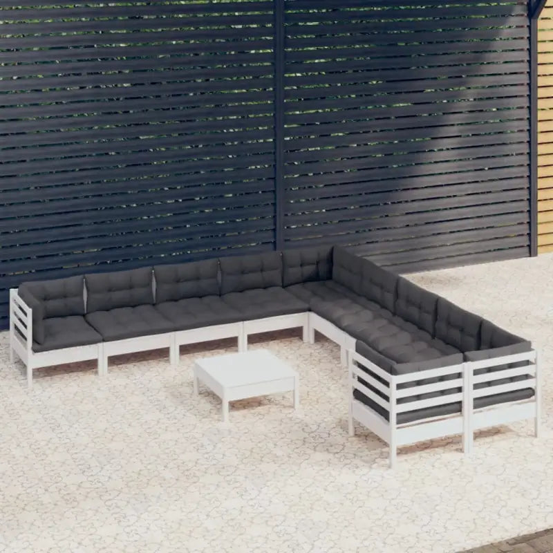 Houten tuinset van massief grenenhout met voetenbank en rugkussens - Tuinsets