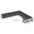 Houten tuinset van massief grenenhout met voetenbank en rugkussens - Tuinsets