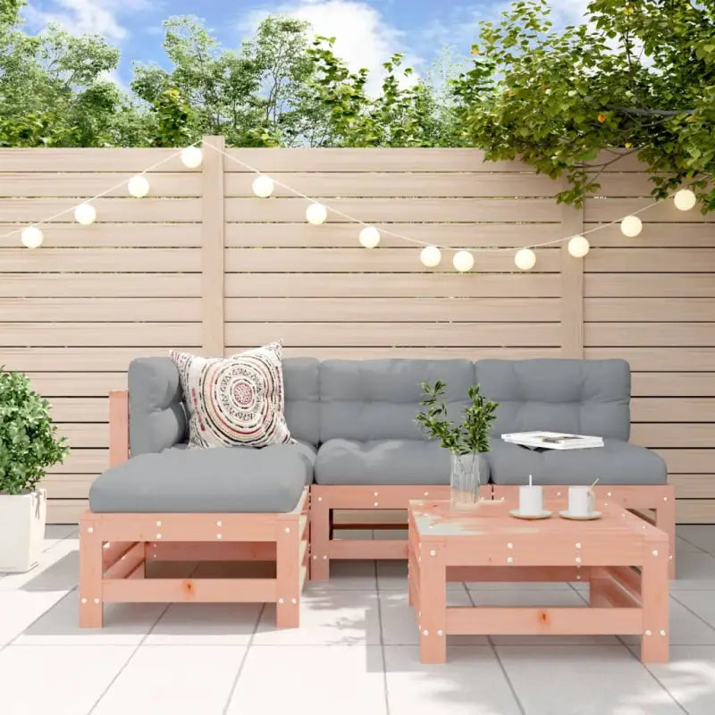 Houten tuinset van massief grenenhout met voetenbank en salontafel - Natuurlijk douglashout - Tuinsets
