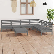 Houten tuinset van massief grenenhout met voetenbank en tafel - Grijs - Tuinsets