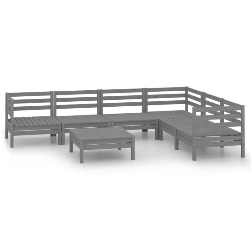 Houten tuinset van massief grenenhout met voetenbank en tafel - Grijs - Tuinsets