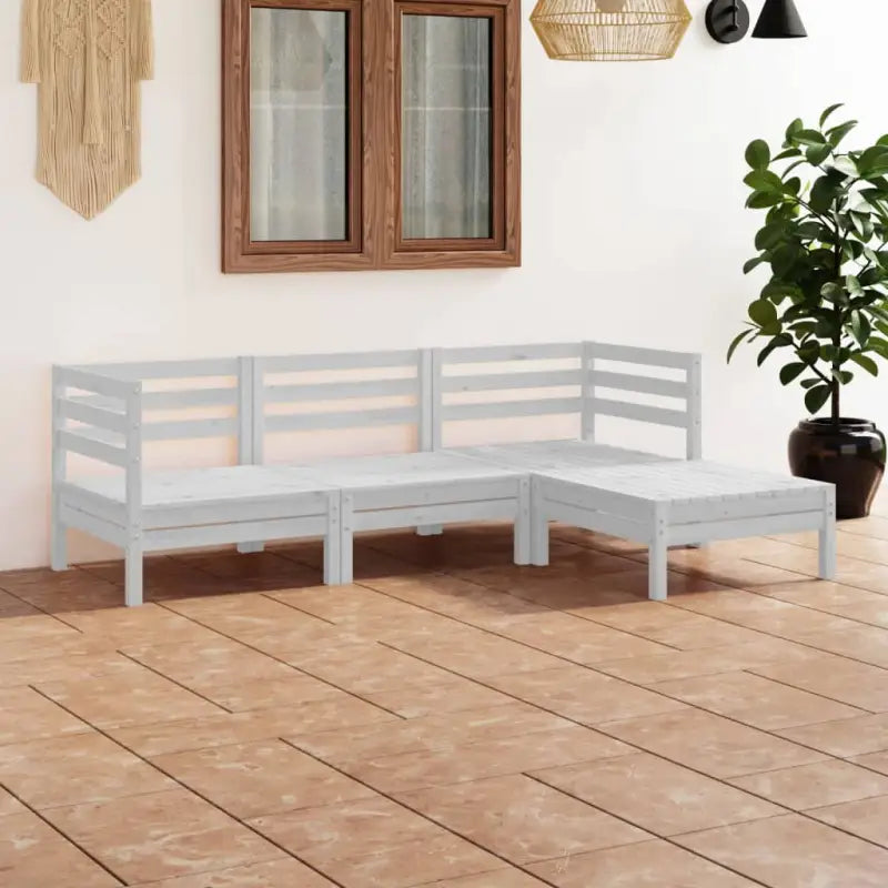 Houten tuinset van massief grenenhout met voetenbank en tafel - Tuinsets