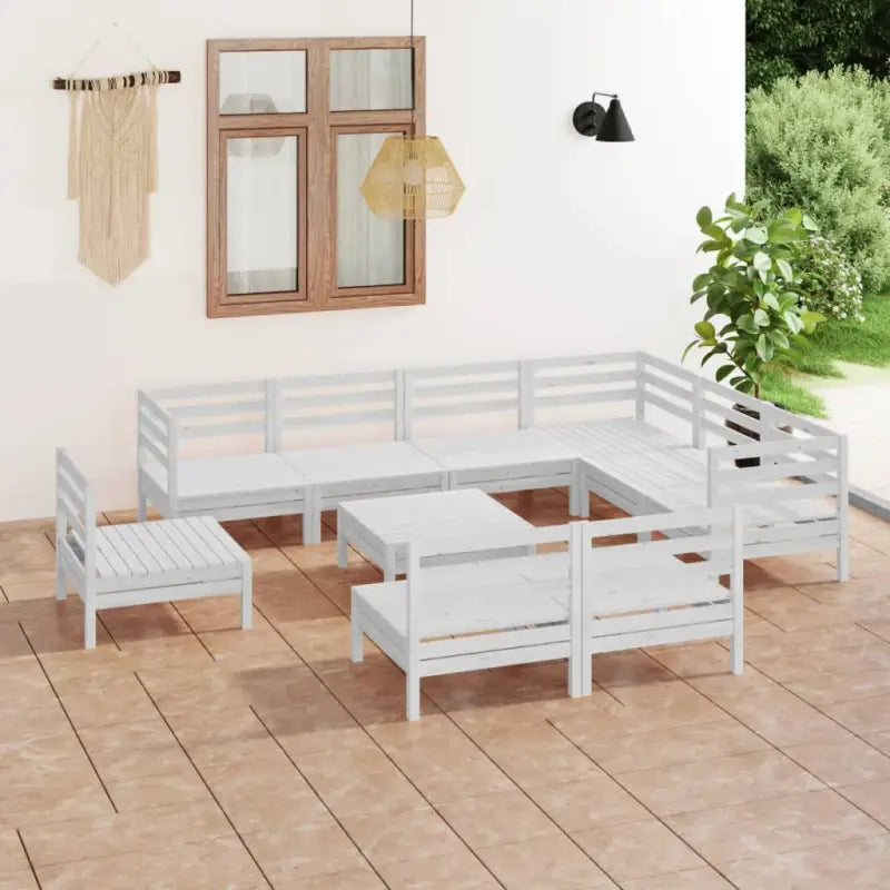 Houten tuinset van massief grenenhout met voetenbank en tafel - Tuinsets