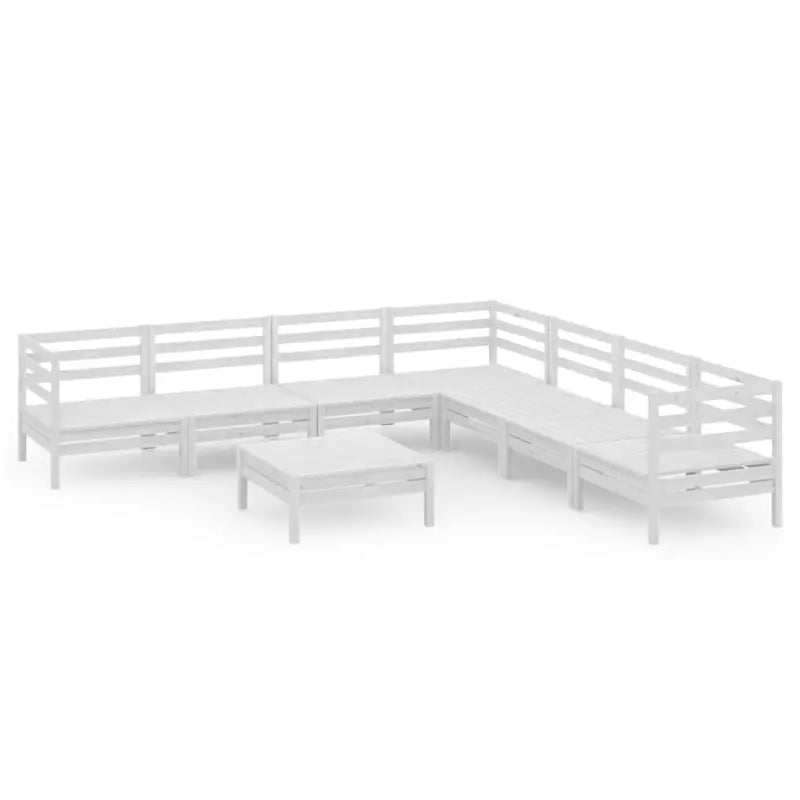 Houten tuinset van massief grenenhout met voetenbank en tafel - Wit - Tuinsets