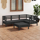 Houten tuinset van massief grenenhout met voetenbank en tafel - Zwart - Tuinsets
