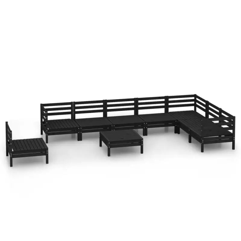 Houten tuinset van massief grenenhout met voetenbank en tafel - Zwart - Tuinsets